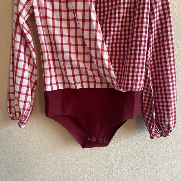 Anthropologie Child of the Universe Mixed Plaid Print Bodysuit Blouse Size Small - Picture 8 of 11